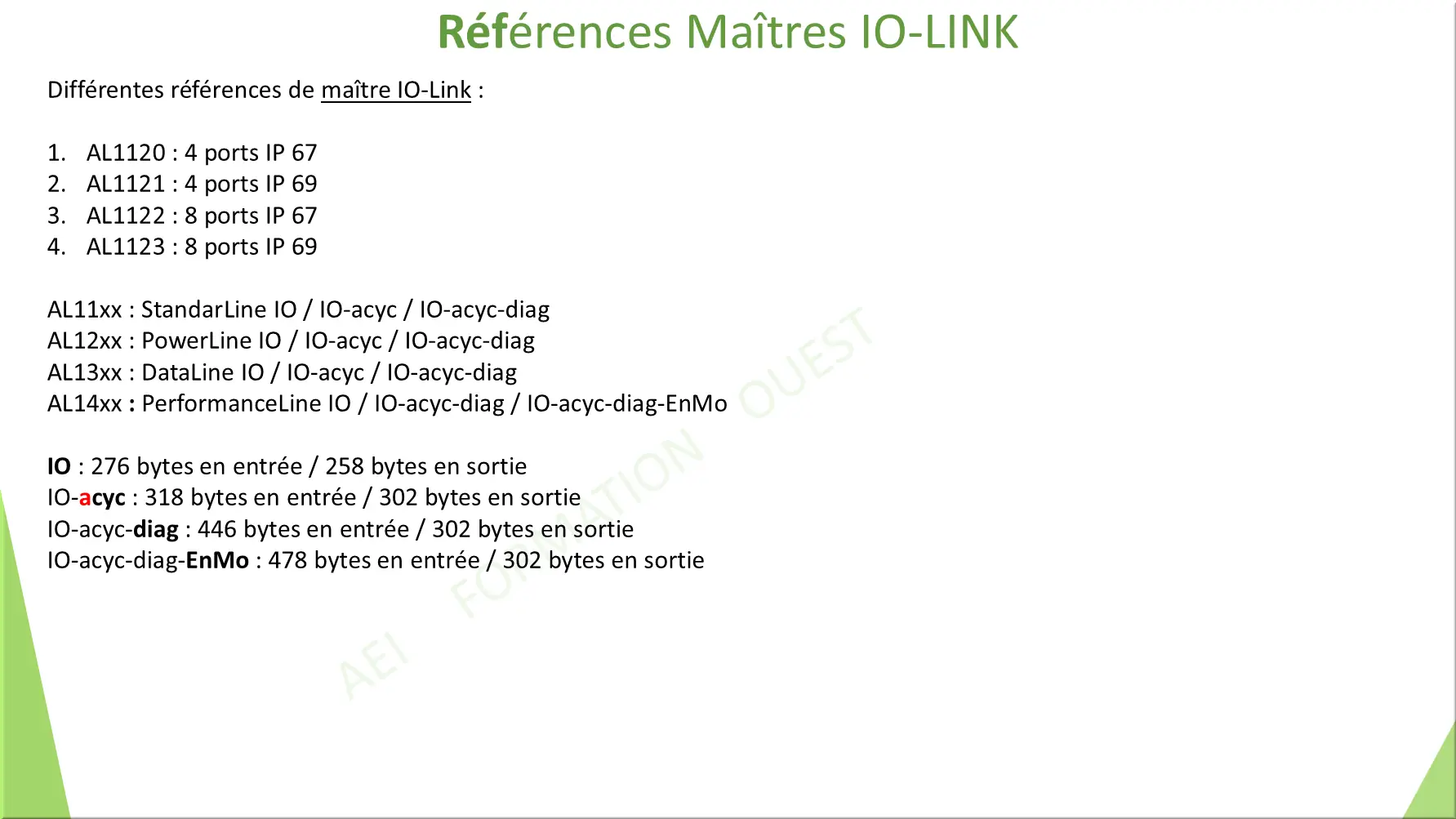 Références Maîtres IO-LINK